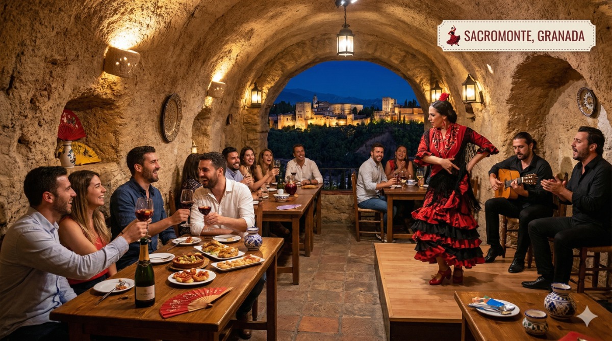 Cena mítica frente a la Alhambra.